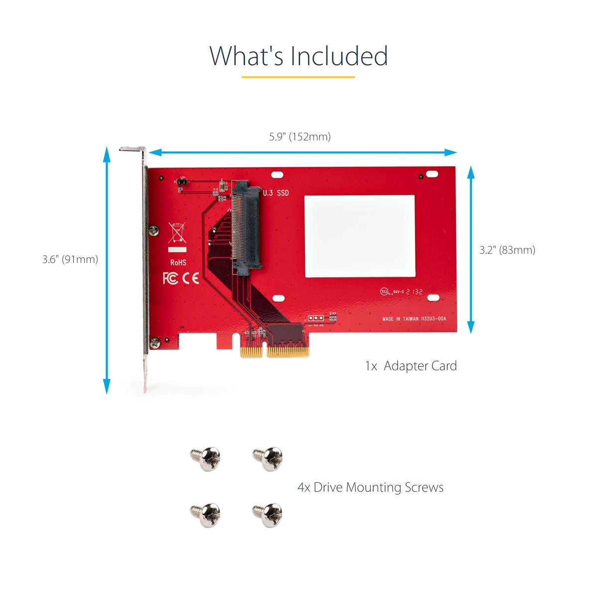 STARTECH.COM U.2 To Pci-e Adapter For 2.5in U.2 Nvme SSD - Sff-8639 - X4 Pci-e 3.0