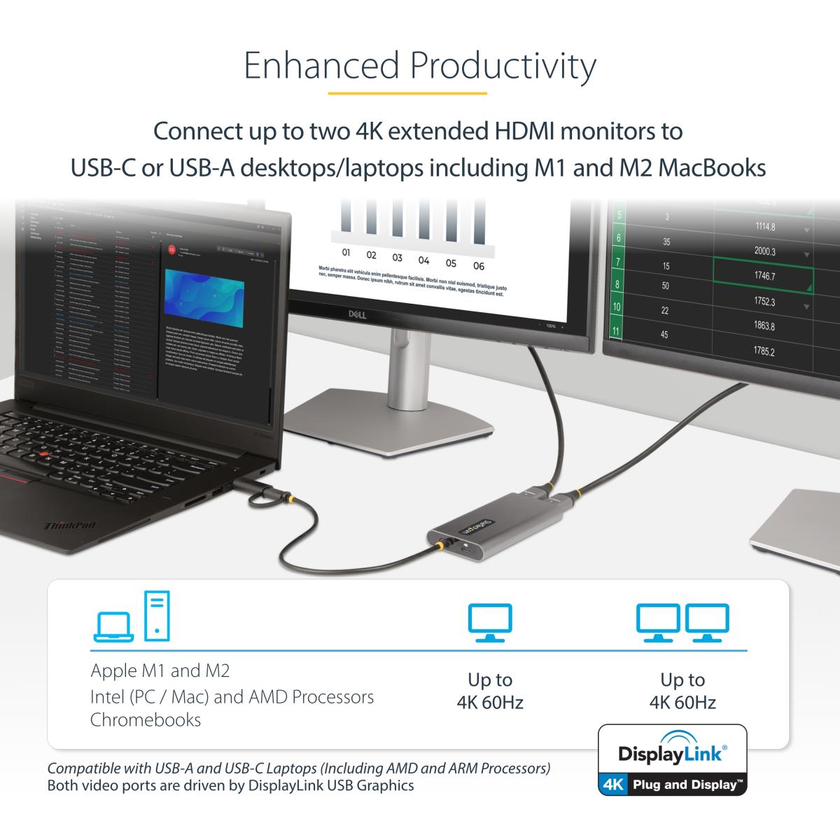 STARTECH.COM USB-c To Dual-hdmi Adapter 4k 60hz Pd