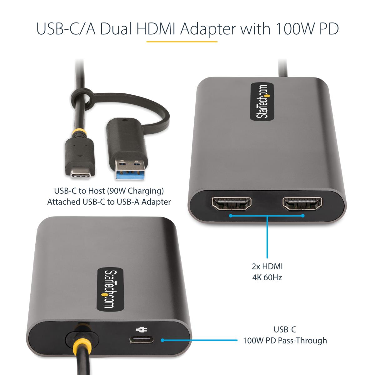 STARTECH.COM USB-c To Dual-hdmi Adapter 4k 60hz Pd