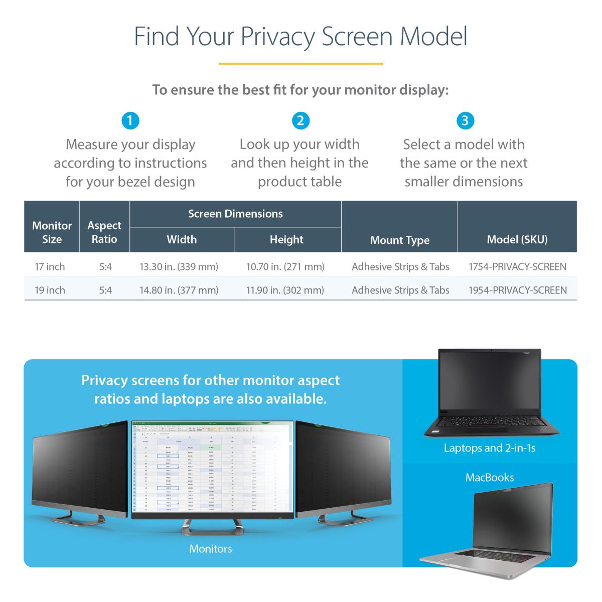 STARTECH.COM Monitor Privacy Filter 19in - Computer Privacy Screen/protecto