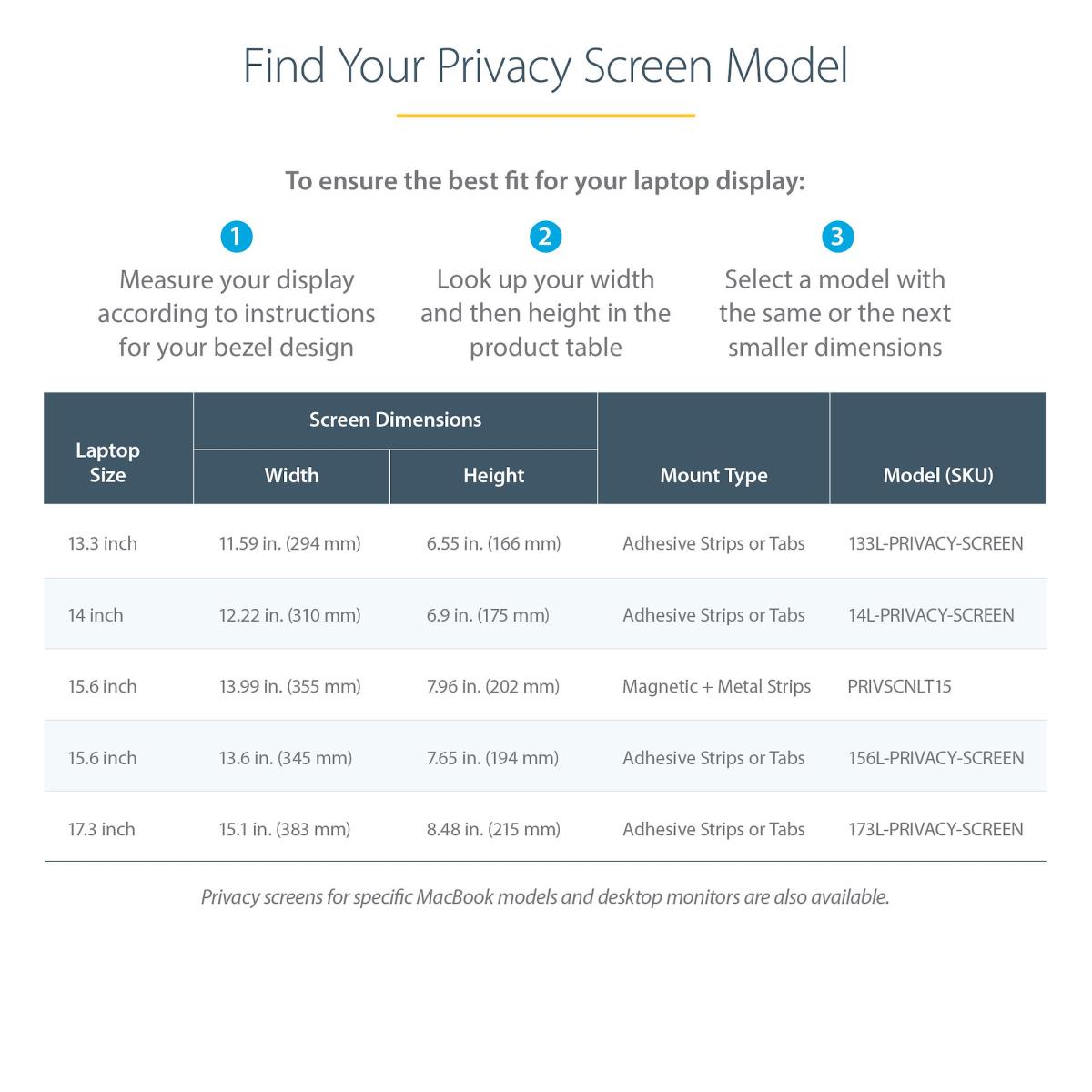 STARTECH.COM Laptop Privacy Filter 17.3 - Computer Privacy Screen/protecto