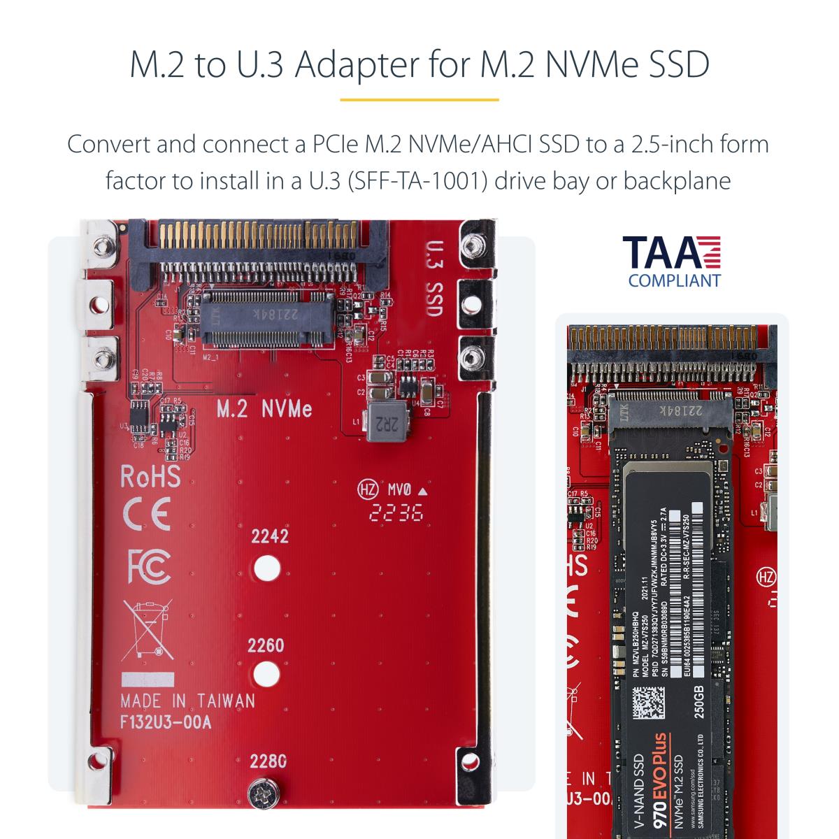 STARTECH.COM M.2 To U.3 Adapter / Converter M2 Nvme SSD To 2.5inch U.3