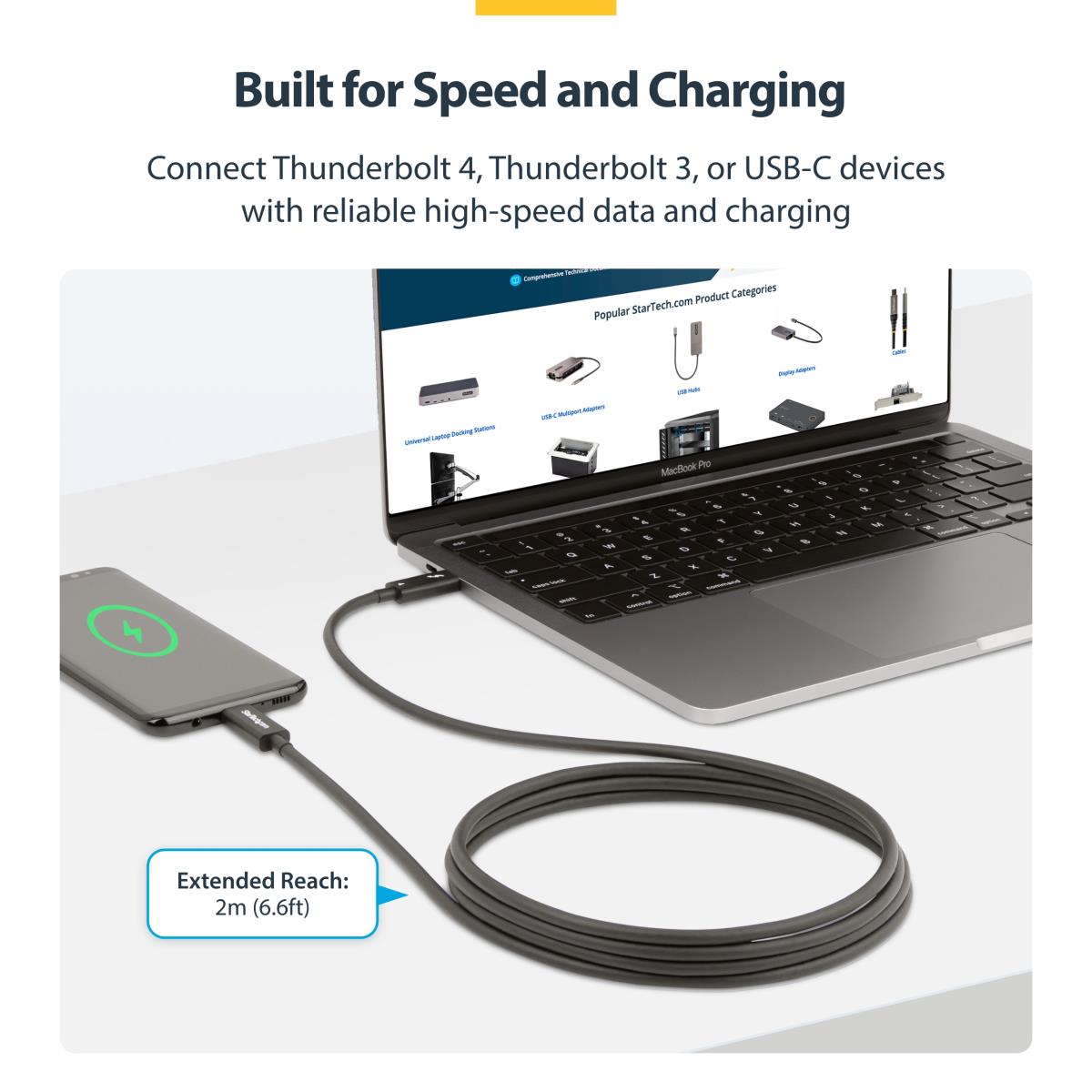STARTECH.COM Thunderbolt 4 Cable Intel Certified Tb4/USB4 Compat 6ft