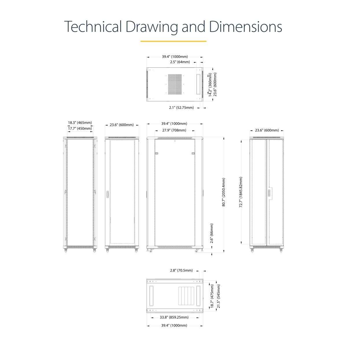 STARTECH.COM Equipment Rack Cabinet - 42u - 91cm Deep Network Rack Enclosure