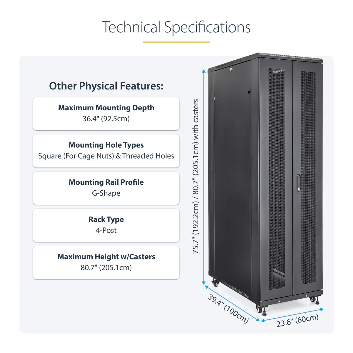 STARTECH.COM Equipment Rack Cabinet - 42u - 91cm Deep Network Rack Enclosure