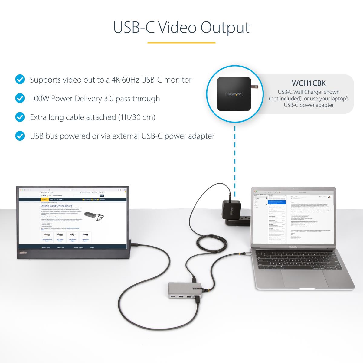 STARTECH.COM USB-c Hub 4-port W/USB-c Video 3x USB-a/1x USB-c For Laptops