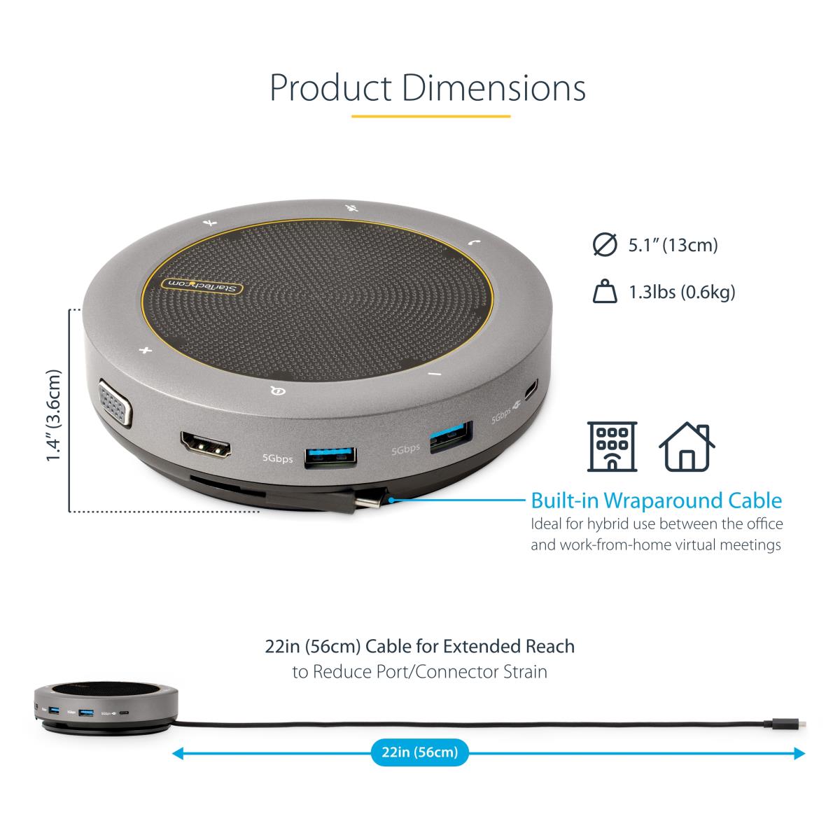 STARTECH.COM Speakerphone Docking Station - USB-c Softphone Mini Dock