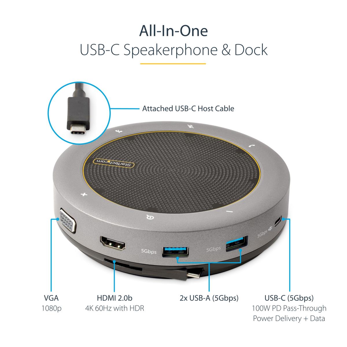 STARTECH.COM Speakerphone Docking Station - USB-c Softphone Mini Dock