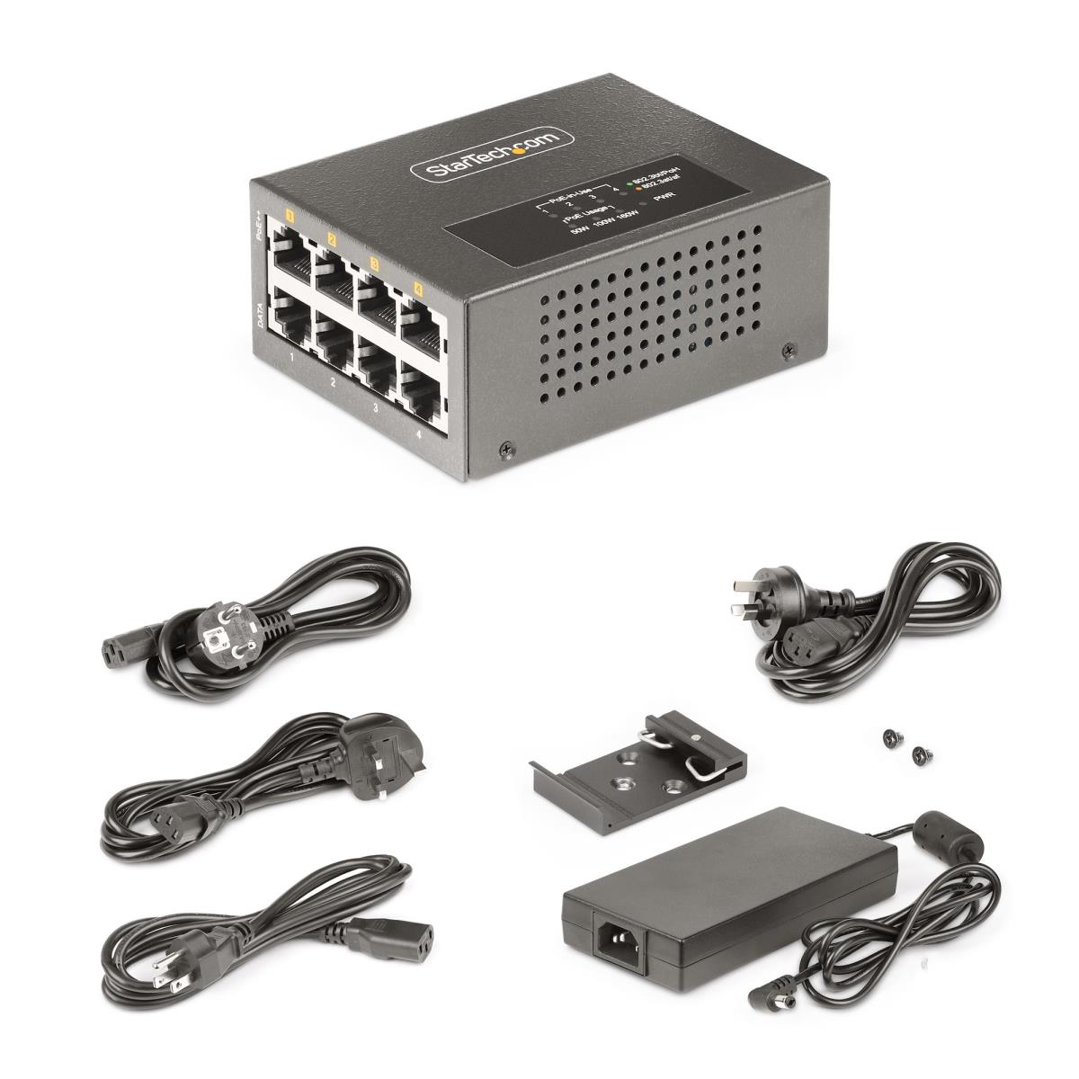 STARTECH.COM Multi-gigabit Poe++ Injector - 4-port 5/2.5g Ethernet (nbase-t) Poe/poe+/poe++ (802.3af/802.3at/