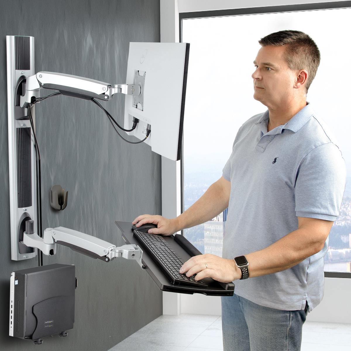 STARTECH.COM Wall Mount Workstation Vesa Mount For 32in Monitor (22lb/10kg) Fully Articulating Monitor Mount