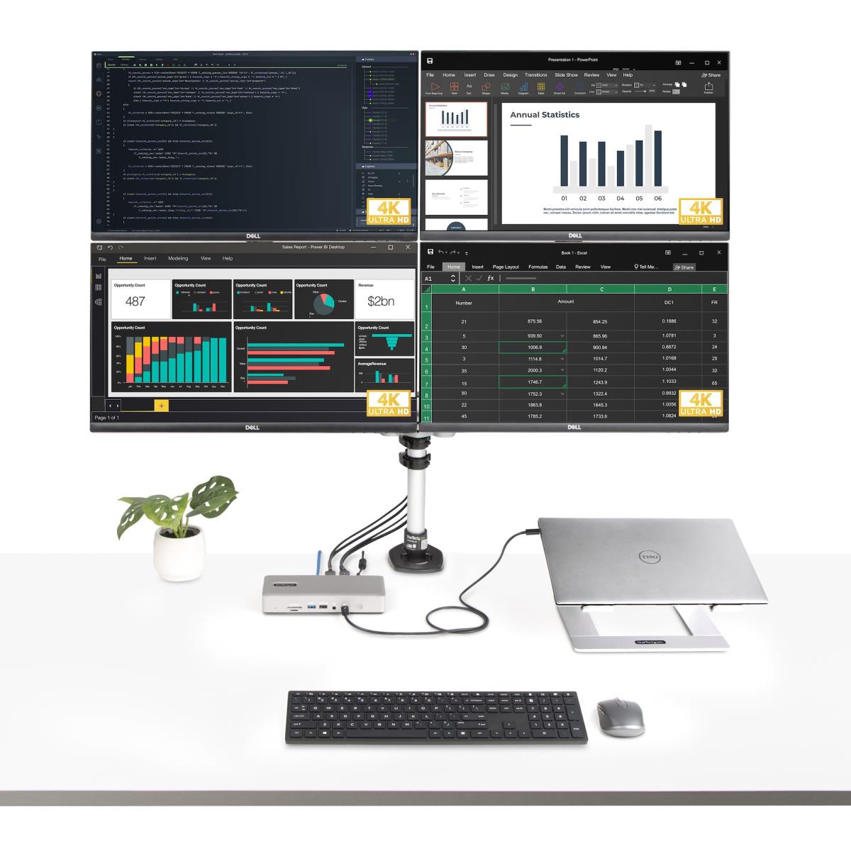 STARTECH.COM Multi-display Docking Station - Thunderbolt 4 Quad/triple/dual Monitor Dock 7x USB