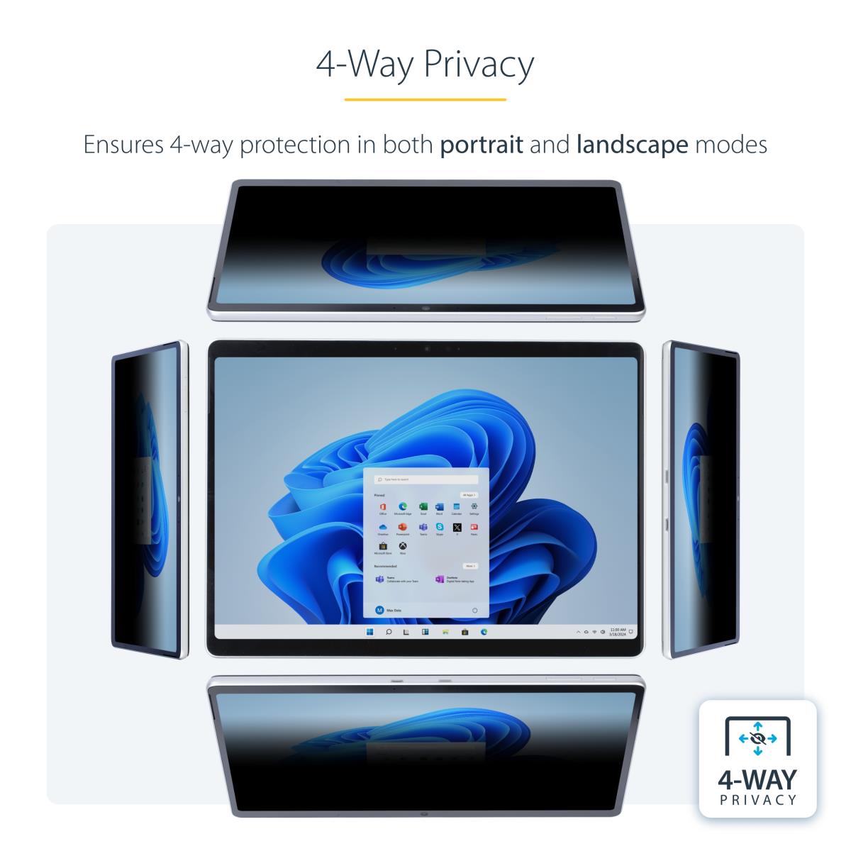 STARTECH.COM Privacy Screen For 13in 4-way Surface Pro 8/9/x Laptop Portrait/landscape Modes Touch-enabl