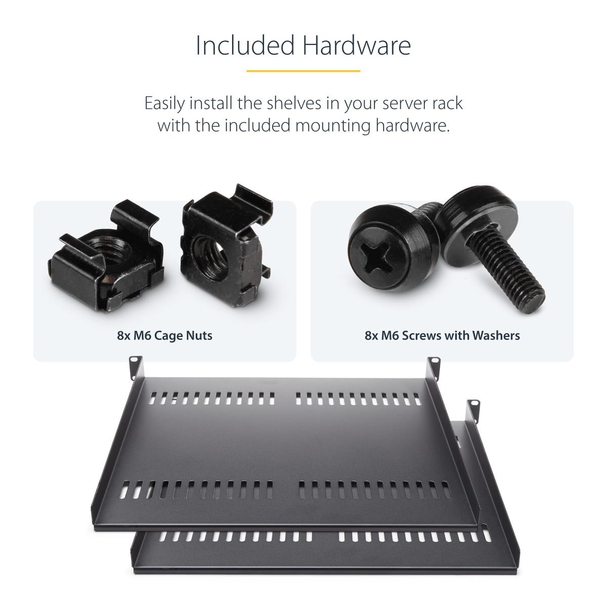 STARTECH.COM Server Rack 1u Shelf Vented 2-pack Trays 44lb Max 16in Deep