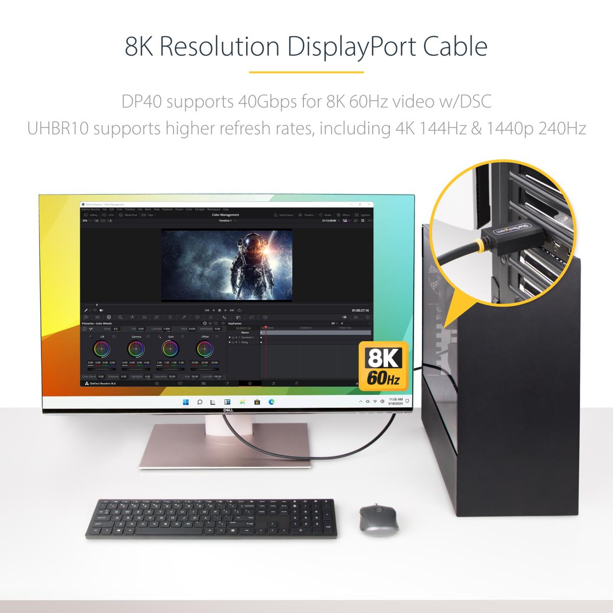 STARTECH.COM DisplayPort 2.1 Cable Vesa Certified Dp40 DisplayPort Cable W/uhbr10/hdr/hdcp 2.2 8k 60hz/4 2m