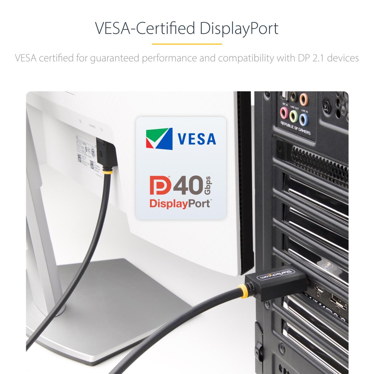 STARTECH.COM DisplayPort 2.1 Cable Vesa Certified Dp40 DisplayPort Cable W/uhbr10/hdr/hdcp 2.2 8k 60hz/4 2m