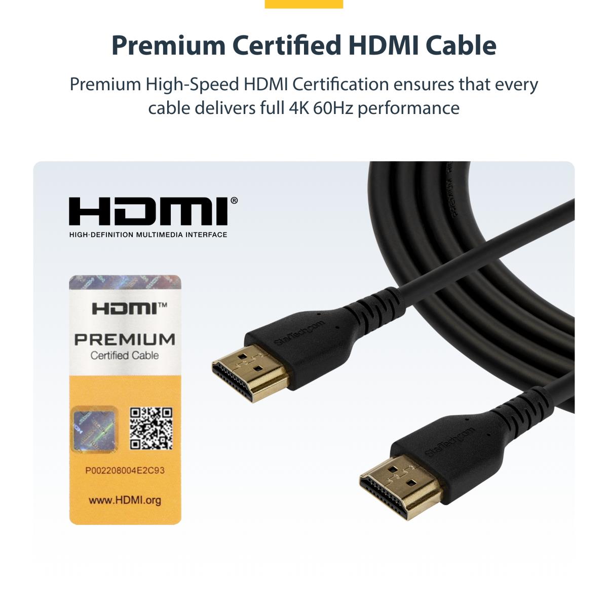 STARTECH.COM Hdmi Cable 4k 60hz - Premium High Speed Cable 1.5m