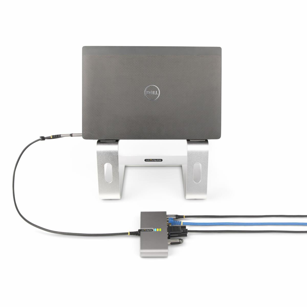 STARTECH.COM USB-c Hub With Ethernet And Rs-232, Attached USB-c To USB-a Dongle, 100w 2-port