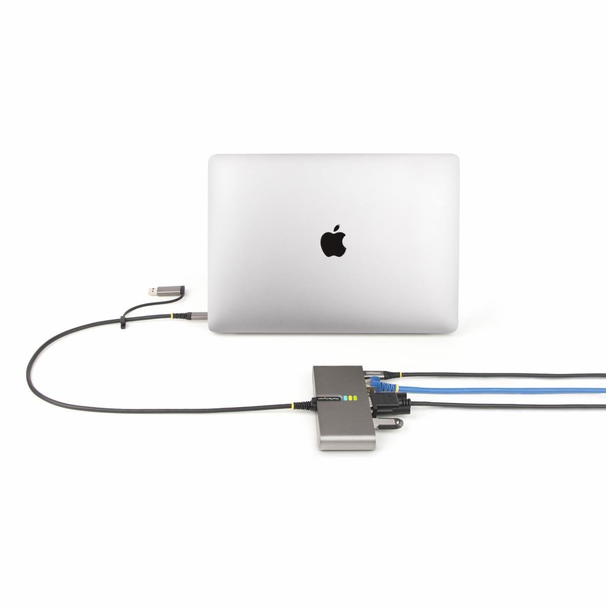 STARTECH.COM USB-c Hub With Ethernet And Rs-232, Attached USB-c To USB-a Dongle, 100w 2-port