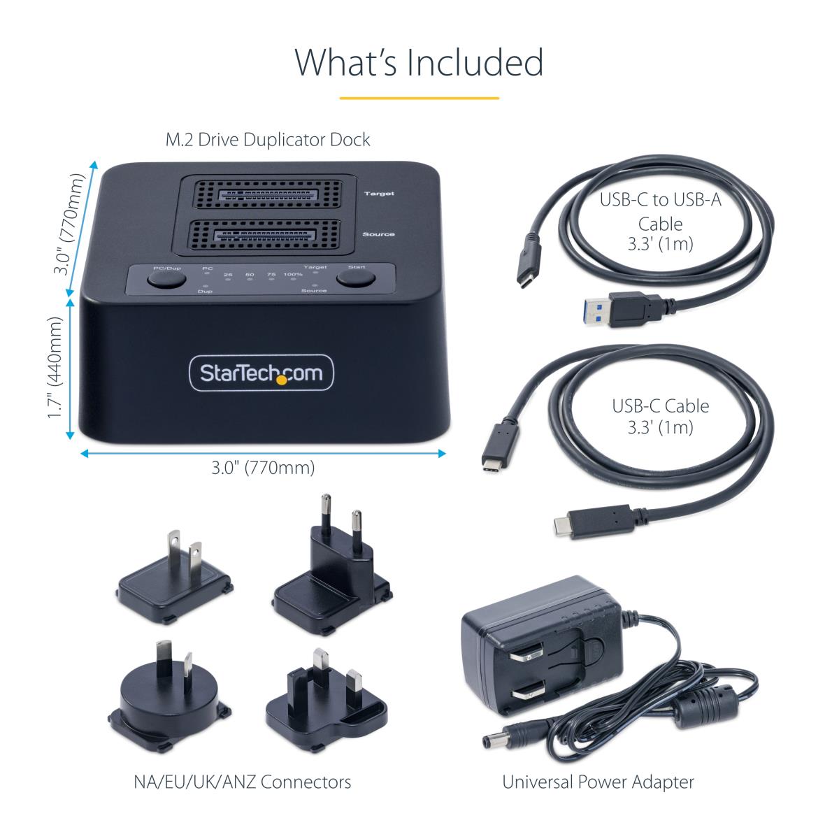 STARTECH.COM Nvme Drive Duplicator M.2 Standalone M.2 SSD Cloner/copier Up To 90gbpm, USB 3.2 20gbps M.2 Dual-bay Drive Dock