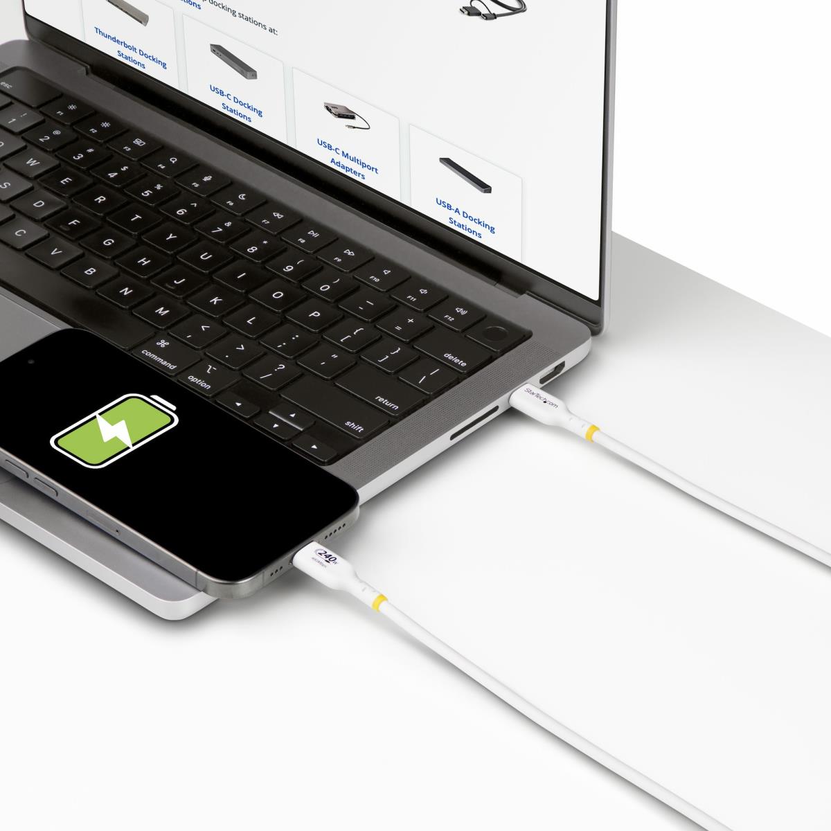 STARTECH.COM USB-c Charging Cable, USB-if Certified USB C Cable, 240w Pd Epr, USB 2.0 Type-c Laptop Charger Cord 4m White