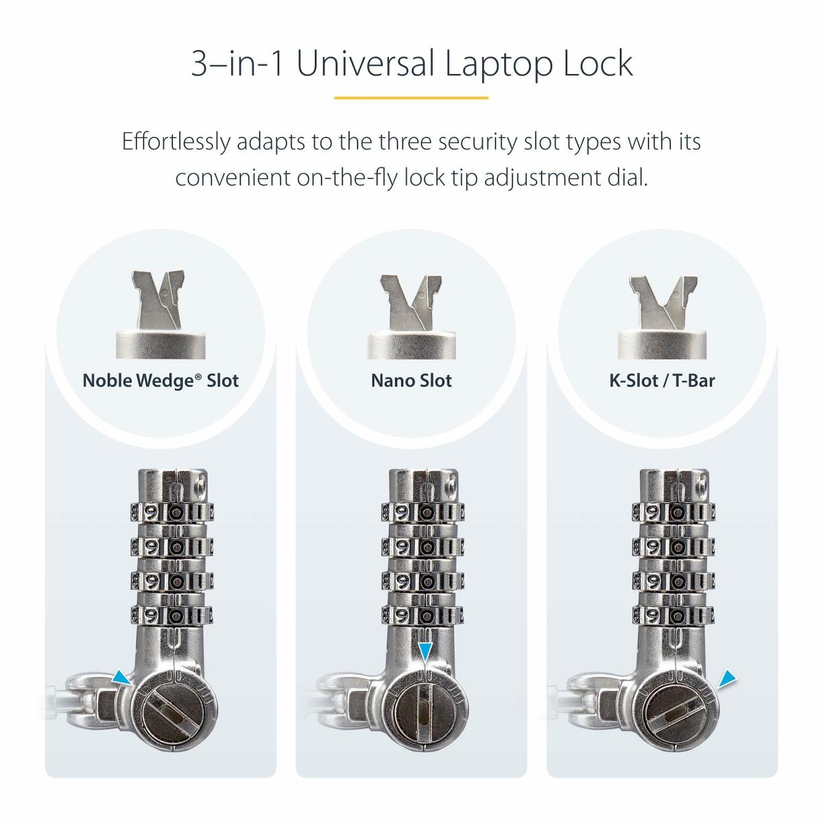STARTECH.COM Universal Laptop Lock 6.6ft Master Keyed Security Cab 25-pack