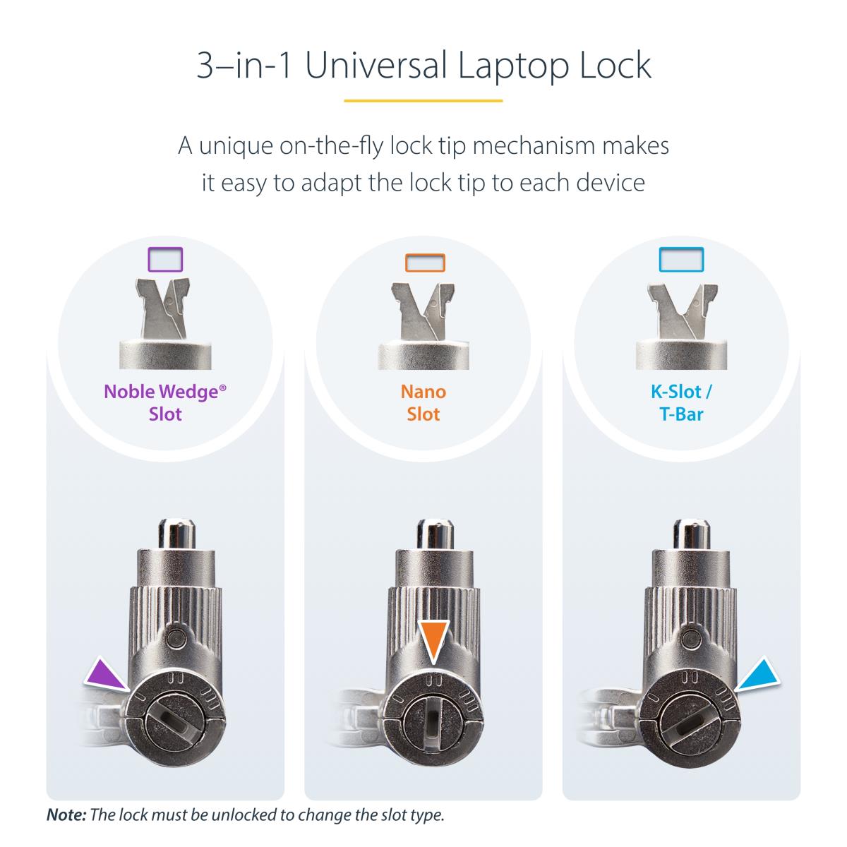 STARTECH.COM Universal Laptop Lock 6.6ft Master Keyed Security Cab 25-pack