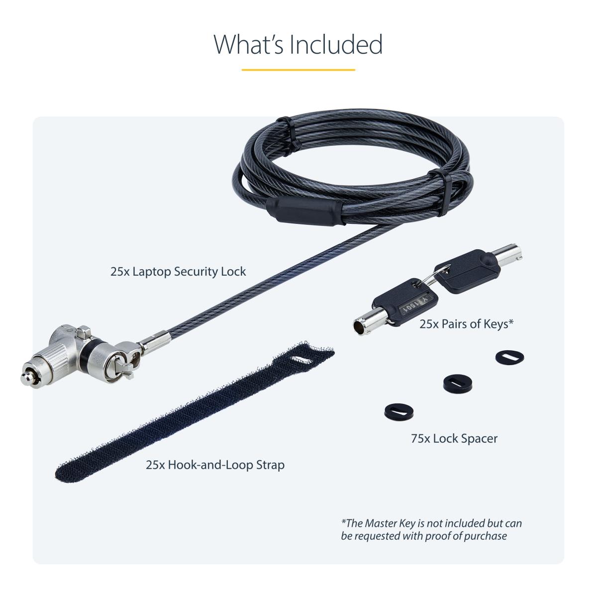 STARTECH.COM Universal Laptop Lock 6.6ft Master Keyed Security Cab 25-pack