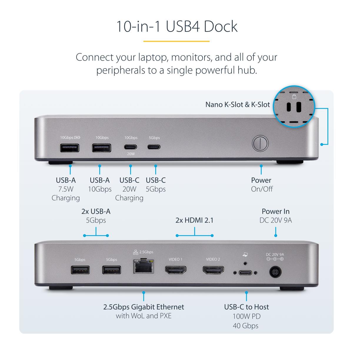 STARTECH.COM Docking Station - USB4 Dual Hdmi 4k 60hz USB-c 40gbps 6x