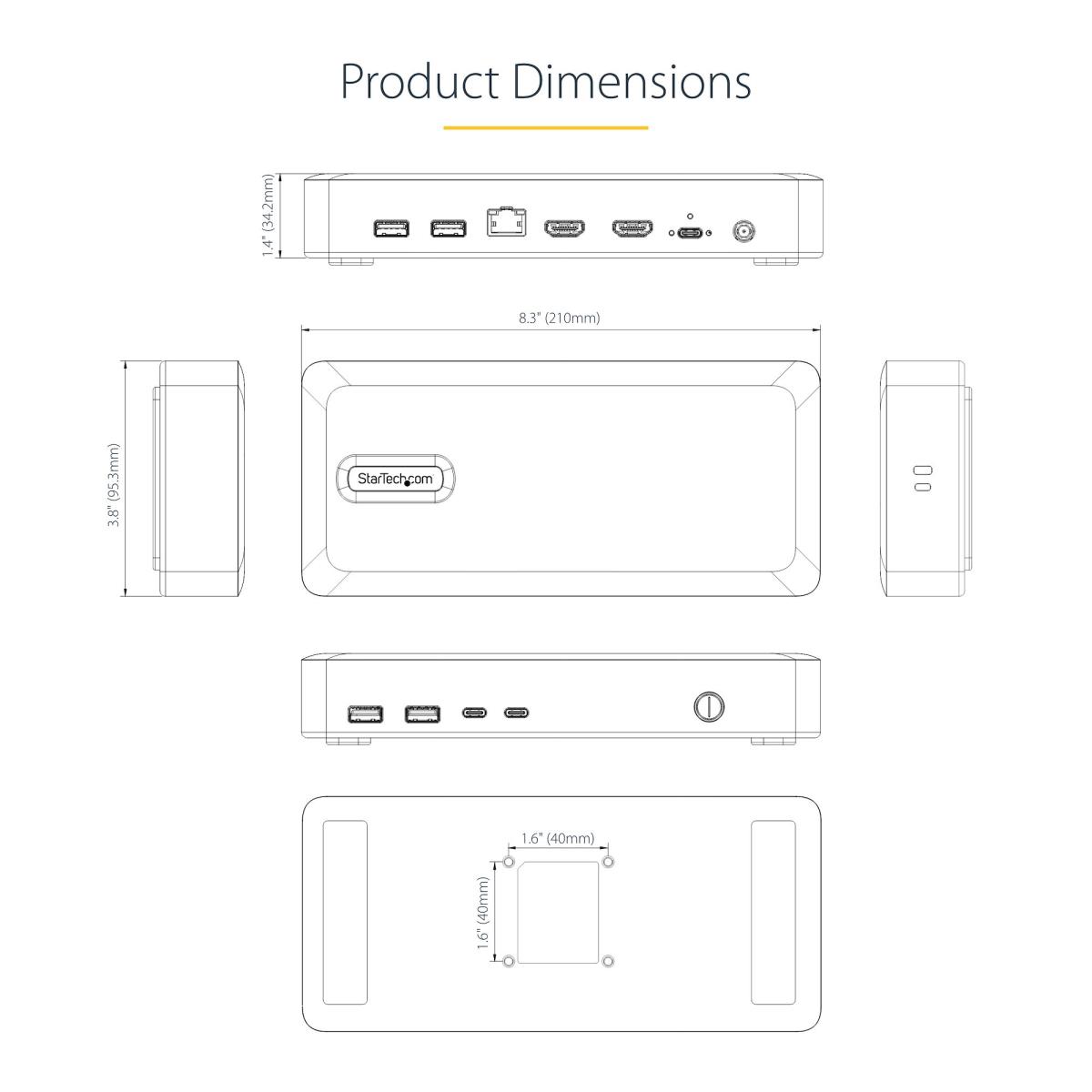 STARTECH.COM Docking Station - USB4 Dual Hdmi 4k 60hz USB-c 40gbps 6x
