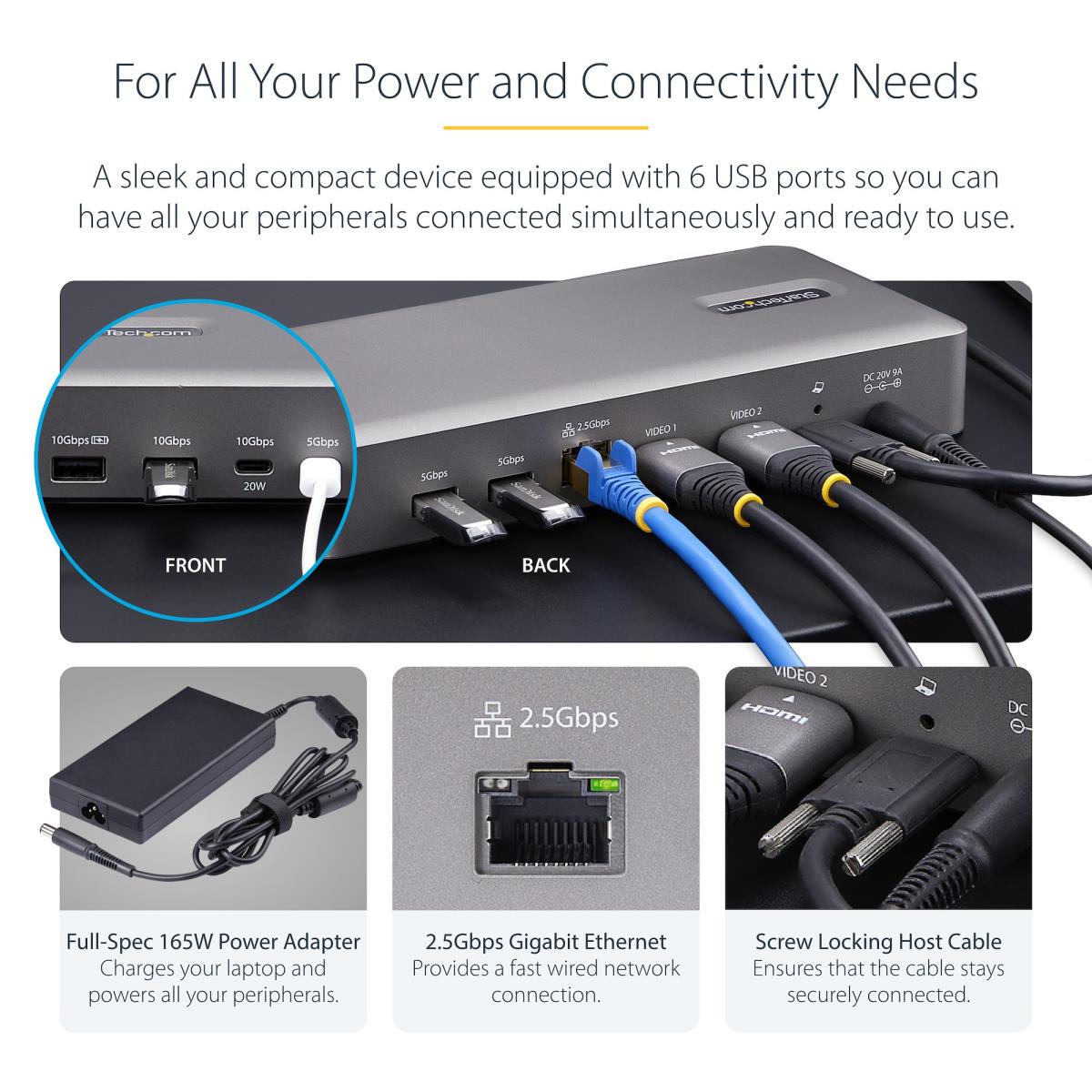 STARTECH.COM Docking Station - USB4 Dual Hdmi 4k 60hz USB-c 40gbps 6x