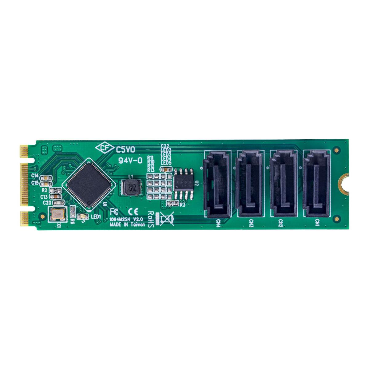 STARTECH.COM Expansion Card - 4-port M.2 To SATA Adapter Card, M.2 Pci-e 3.0 To SATA HDD/SSD