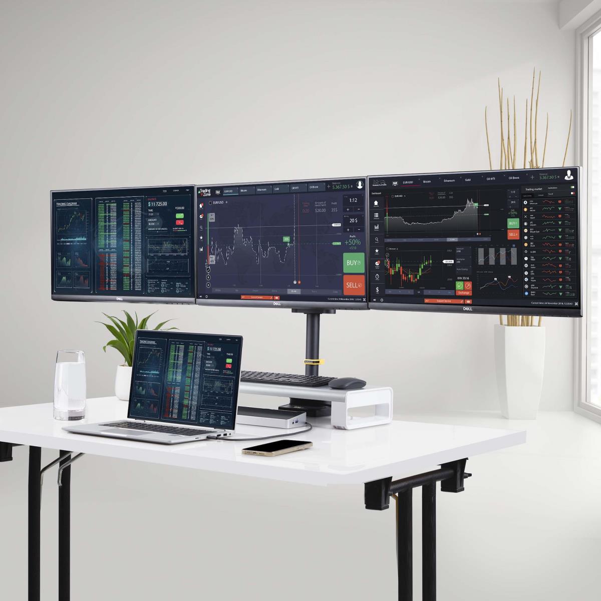 STARTECH.COM Triple Monitor Desk Mount For Up To Three 27in Screens, Vesa 75x75/100x100, Tool
