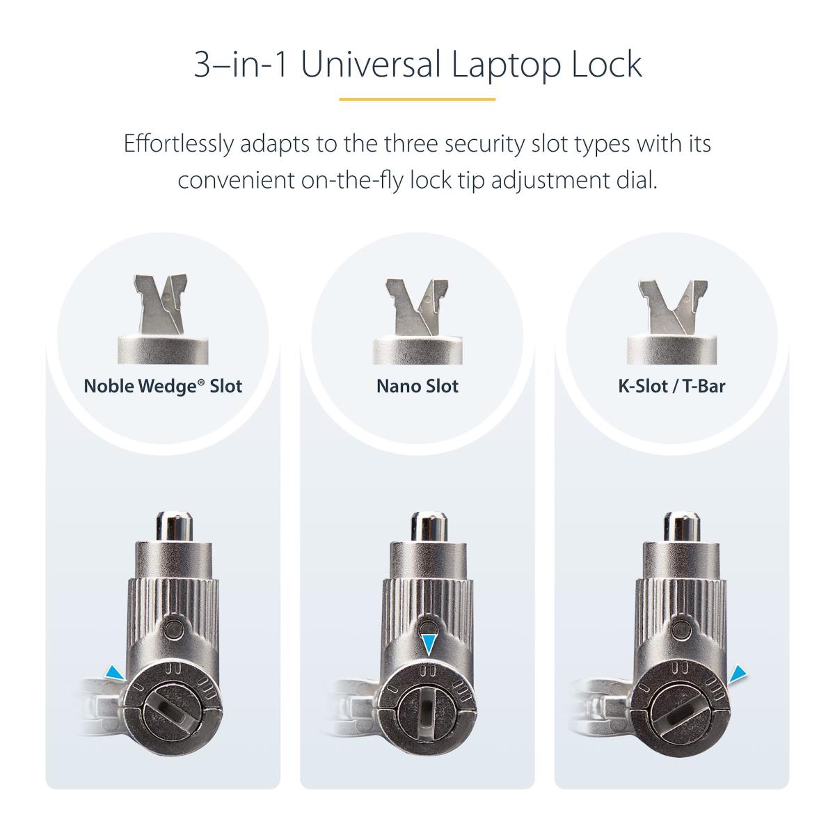 STARTECH.COM Universal Laptop Lock - 3-in-1 Master Keyed Security Cab 6.6ft