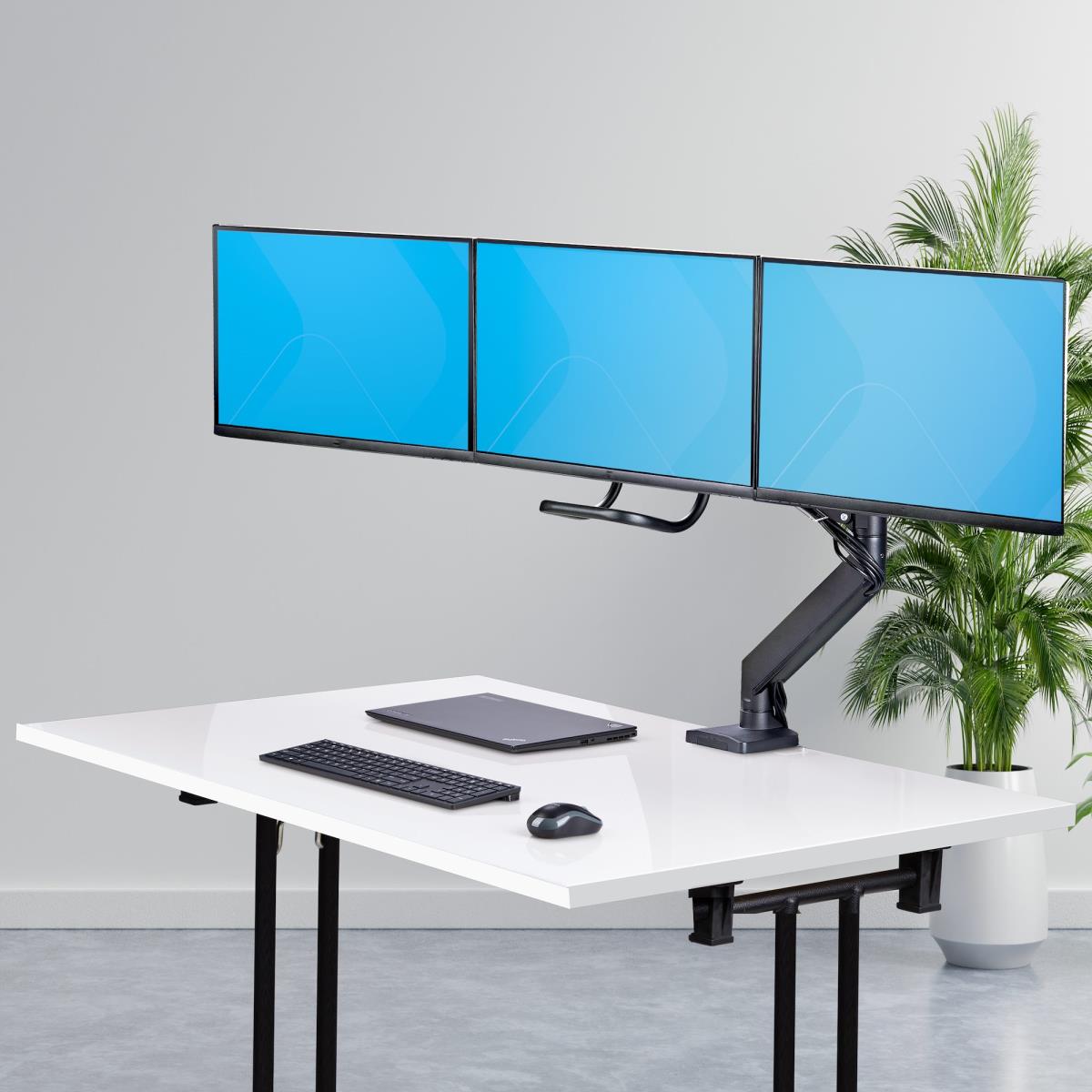 STARTECH.COM Crossbar Triple Monitor Desk Mount For Up To Three 27in Screens Vesa 75x75/100x100 Tool-less A