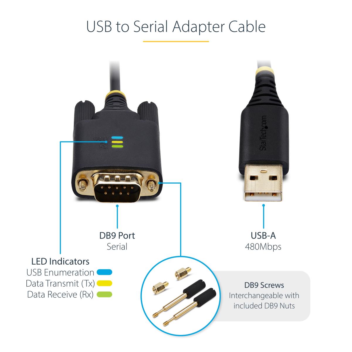STARTECH.COM USB To Serial Cable USB To Db9 Rs232 Adapter 2m