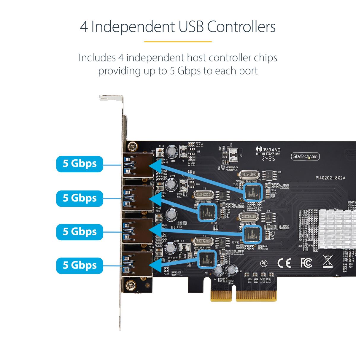 STARTECH.COM USB-a Pci-e Card 4-port 5gbps 4x USB Controllers  PCI Express C