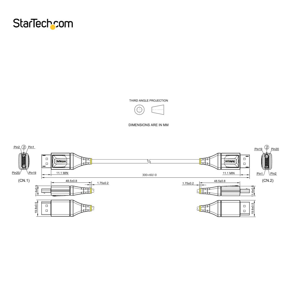 STARTECH.COM DisplayPort 1.4 Cable - 8k 60hz Hdr10 - Ultra Hd 4k 120hz Video - Dp 1.4 Cable / Co 1ft (30cm)