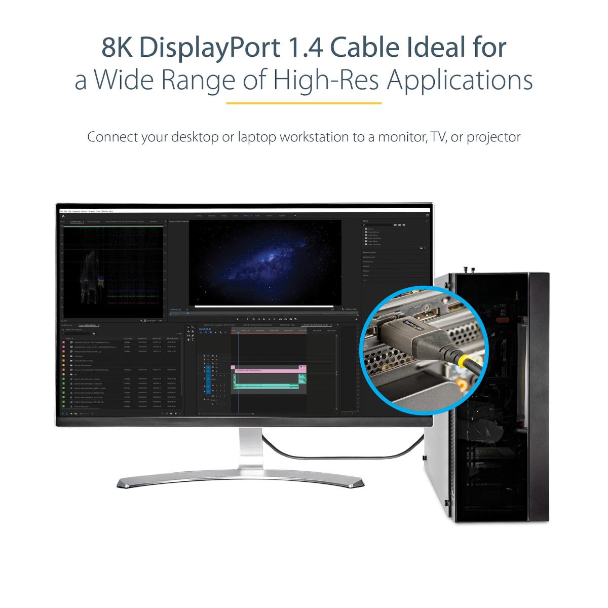 STARTECH.COM DisplayPort 1.4 Cable - 8k 60hz Hdr10 - Ultra Hd 4k 120hz Video - Dp 1.4 Cable / Co 1ft (30cm)
