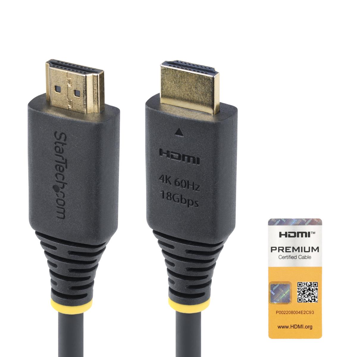 STARTECH.COM Premium Certified High Speed Hdmi Cable 4k 60hz/1440p 144hz Hdr10/hdcp 2.2/arc 18 1.6ft (50cm)