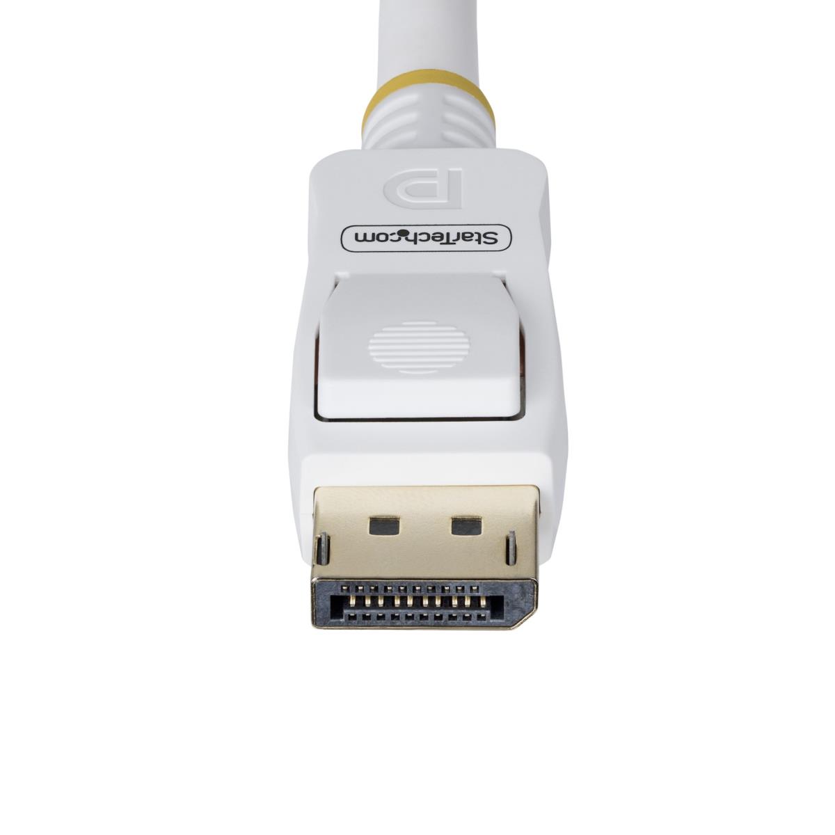 STARTECH.COM Vesa Certified DisplayPort 1.2 Cable, 4k 60hz, 21.6gbps, Latching Dp Connectors, Dp 1.2 DisplayPort Cable, Dp Monitor Cord, M/m 1.8m White