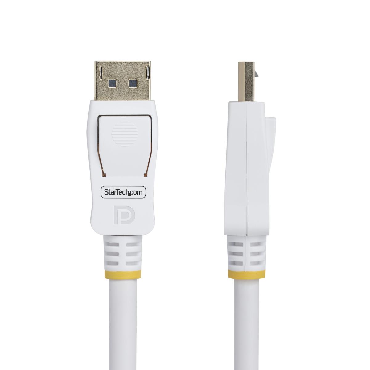 STARTECH.COM Vesa Certified DisplayPort 1.2 Cable, 4k 60hz, 21.6gbps, Latching Dp Connectors, Dp 1.2 DisplayPort Cable, Dp Monitor Cord, M/m 1.8m White