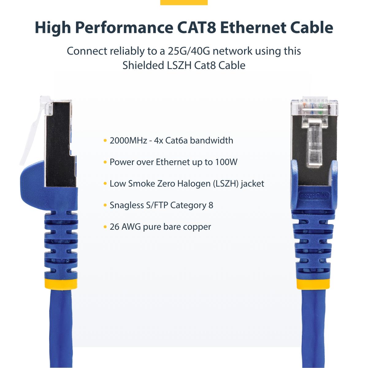 STARTECH.COM Patch Cable - Cat8 - S/ftp - Snagless - 1m - Blue