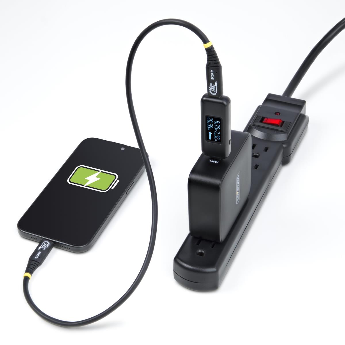 STARTECH.COM USB-c Power Tester, Digital Multimeter, Bi-directional Voltage And Current Meter, Up To 240w Pd Epr, Portable USB-c Cable And Port Power Meter Tester