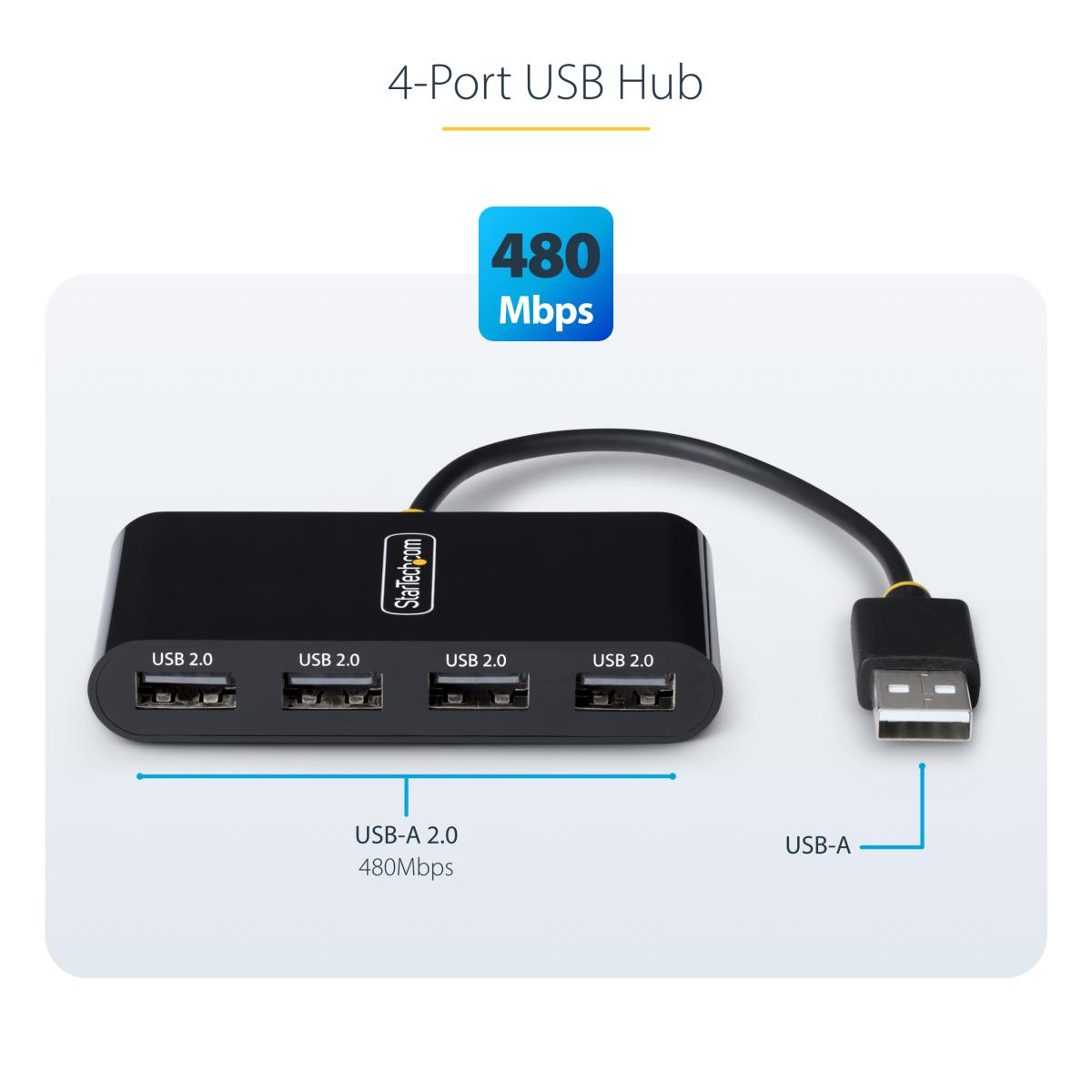 STARTECH.COM Portable Hub - 4-port USB 2.0 With Built-in Cable