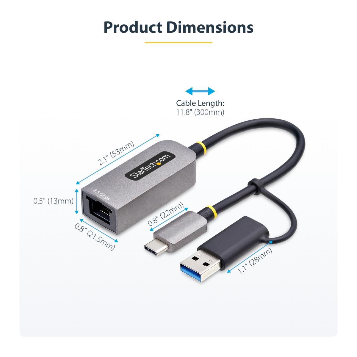STARTECH.COM Ethernet Adapter - USB 3.0 Type-c To 2.5 Gigabit W/USB-a Convert