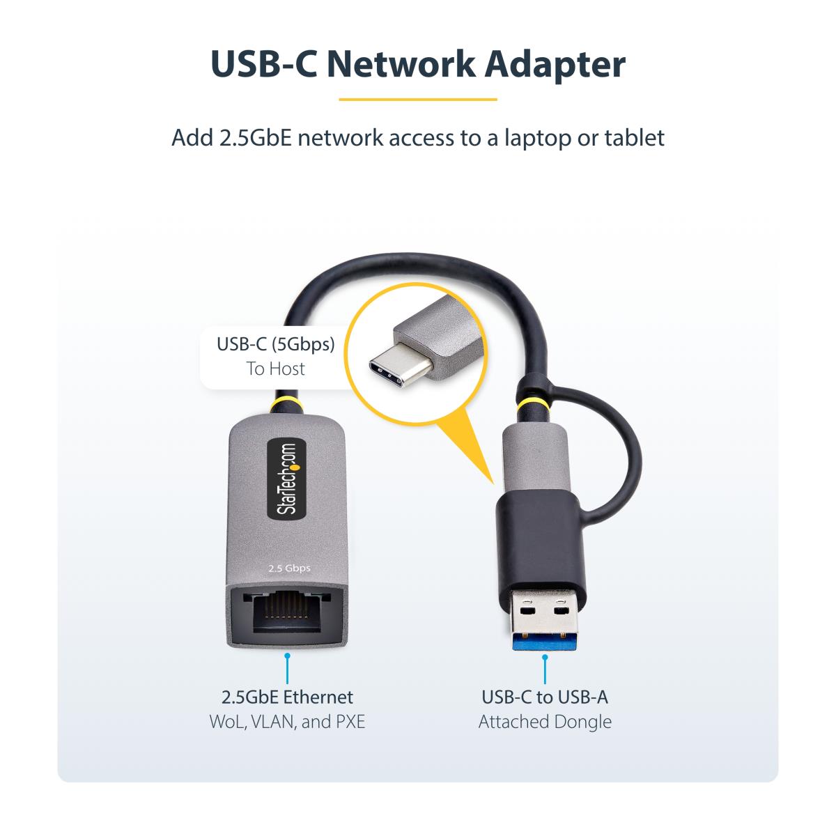 STARTECH.COM Ethernet Adapter - USB 3.0 Type-c To 2.5 Gigabit W/USB-a Convert