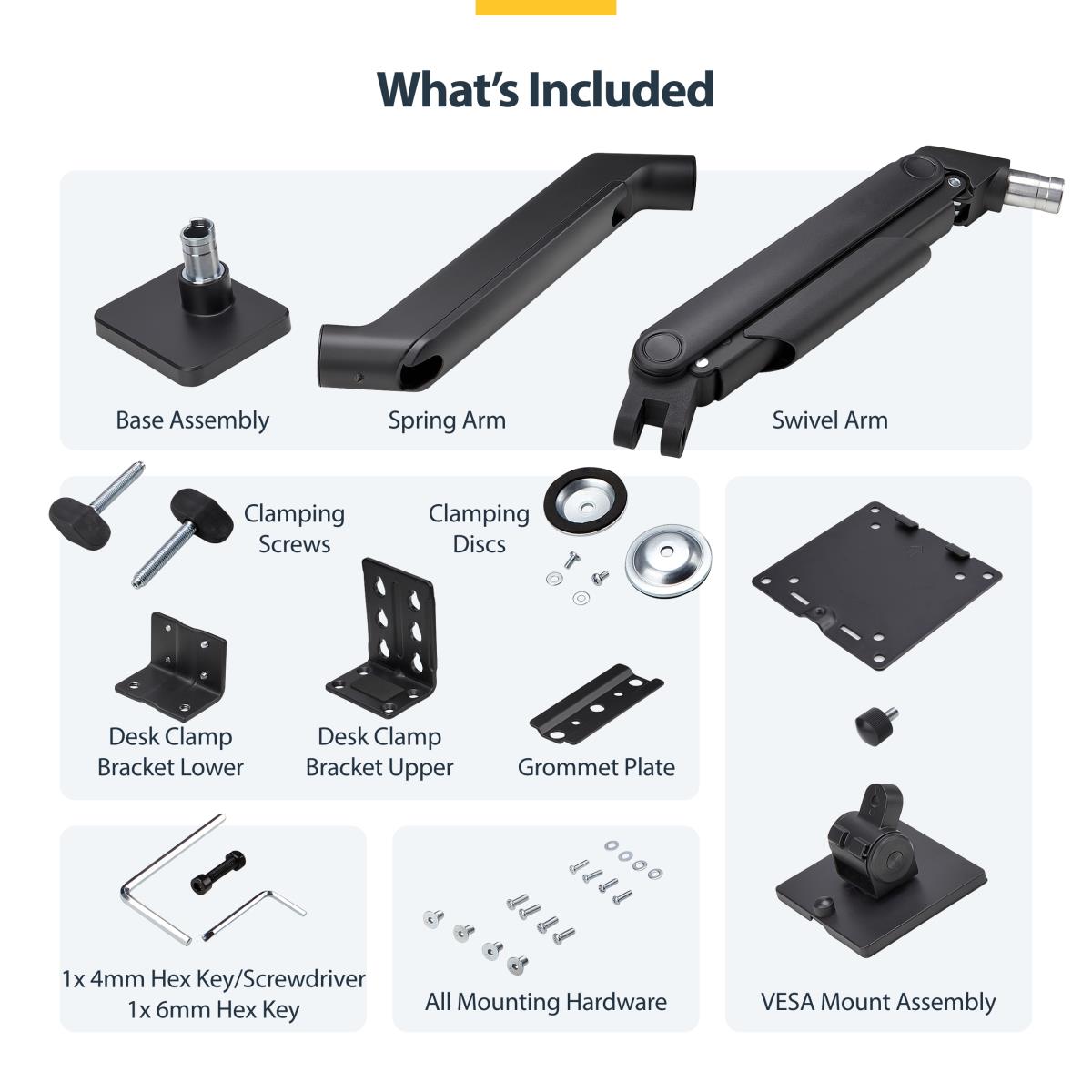 STARTECH.COM Monitor Desk Mount For Up To 49in Ultrawide Curved Screens Max 44lb - Mechanical Spring Arm - C-clamp/grommet - Tool-less Adjustment