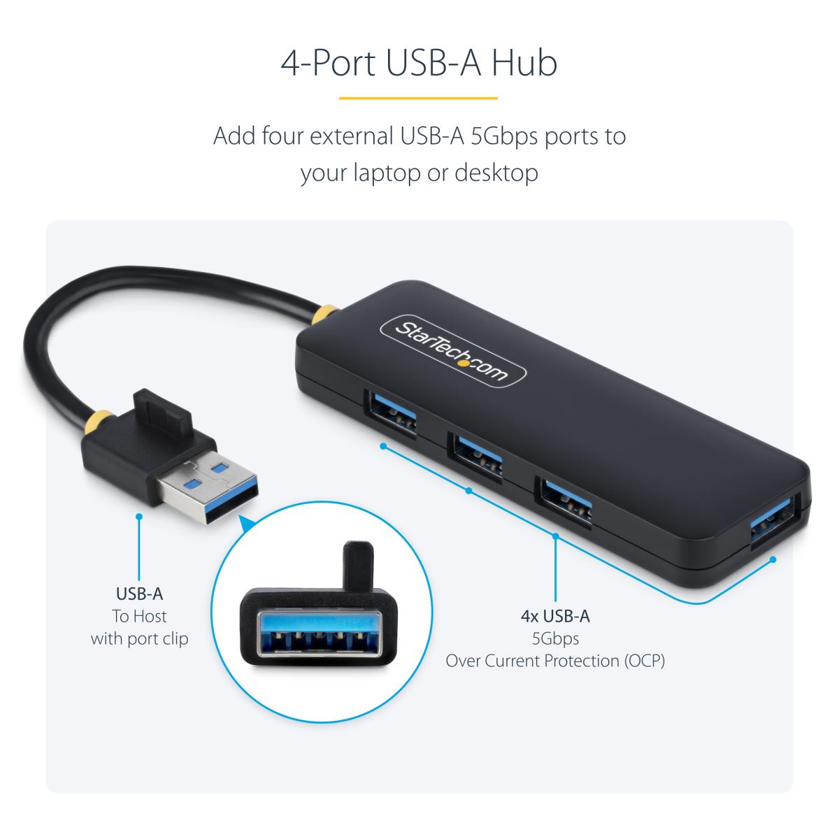STARTECH.COM USB-a Hub 4-port 5gbps USB Bus Powered