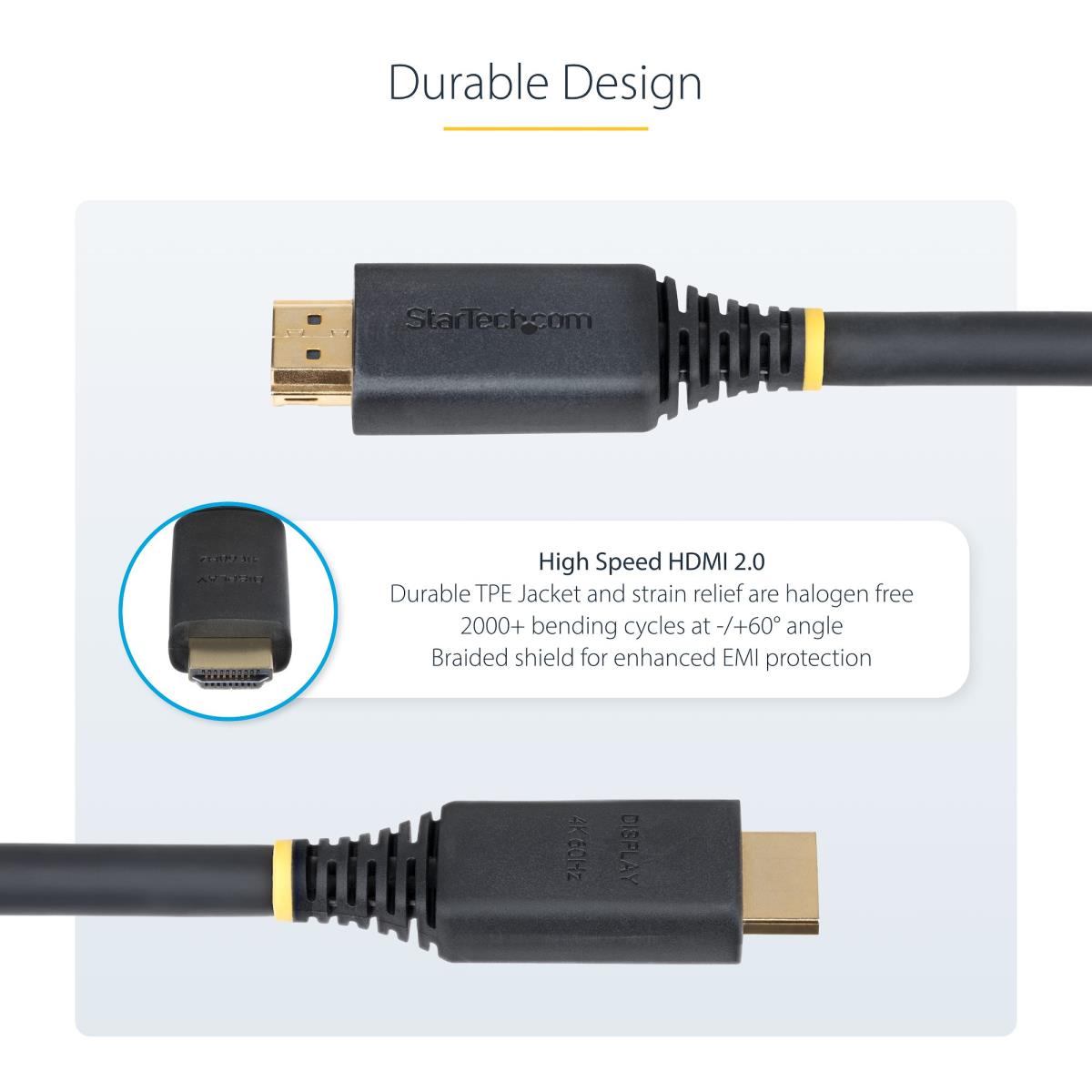 STARTECH.COM Active High Speed Hdmi Cable, 4k 60hz/1440p 144hz, Hdr10/hdcp 2.2/arc, 18gbps 15m
