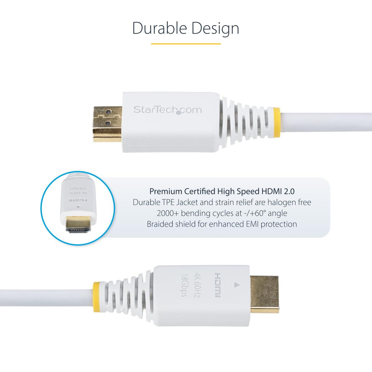 STARTECH.COM Premium Certified Hdmi Cable Hdmi Cord/4k 60hz/hdr1 6ft White